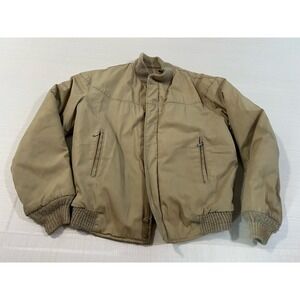 VINTAGE Original Varsity by Catalina Lined Bomber Full Zip Beige Jacket; Size 38